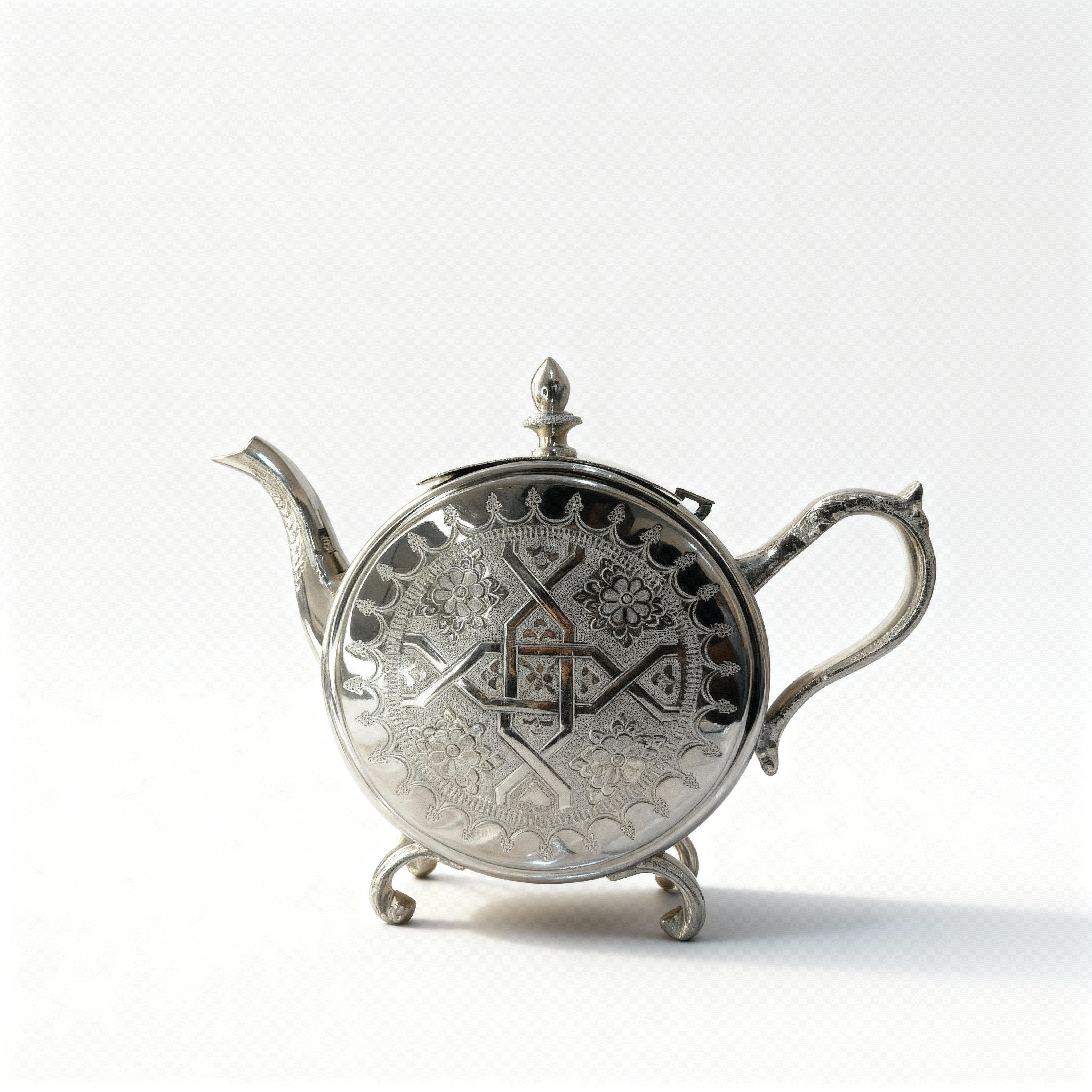 Barad Amira – Théière Artisanale Noble en Argent Gravé